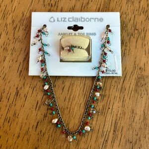 Liz Claiborne anklet and matching toe ring set